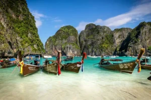 long boats on phi phi beach